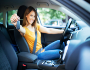 swedish girl driving a car